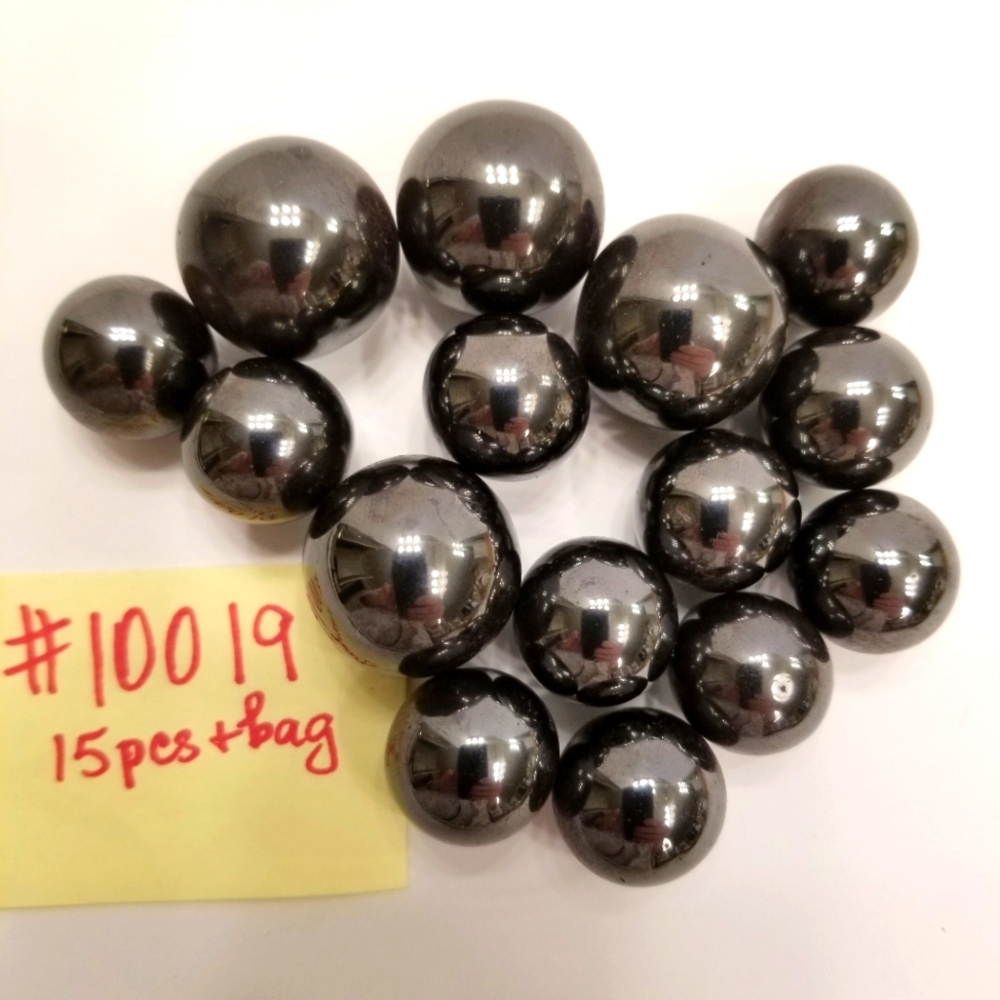 15 pcs & black velvet bag of Magnetic Hematite Stones Spheres From Costa Rica